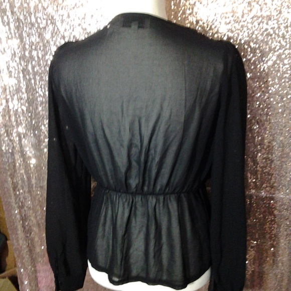 NWOT 213 Industry Black Draped Blouse SZ M - Picture 6 of 8